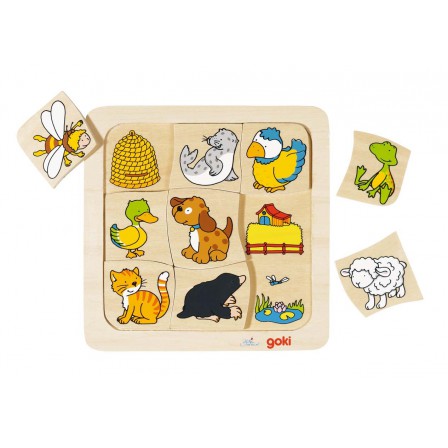 Puzzle wood, Who lives where? by Goki Puzzle wood, Who lives where? by Goki