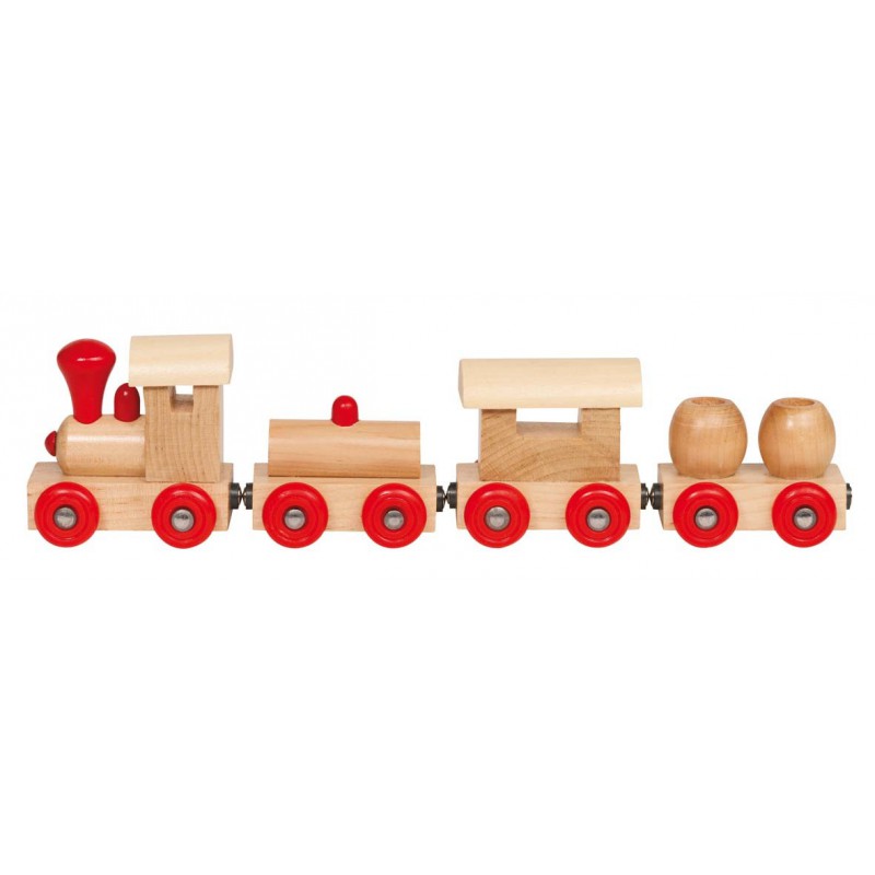 Goki Petit train à attaches magnétiques Jouet en bois Naturiou