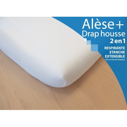 Alèse Drap Housse 2 en 1 lit bébé 60 x120 cm Alèse Drap Housse 2 en 1 lit bébé 60 x120 cm